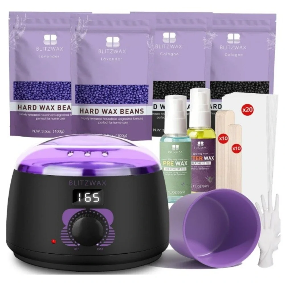NEW Blitzwax Hair Removal Waxing Kit 100W Digital Warmer Hard Wax Beans Lavender